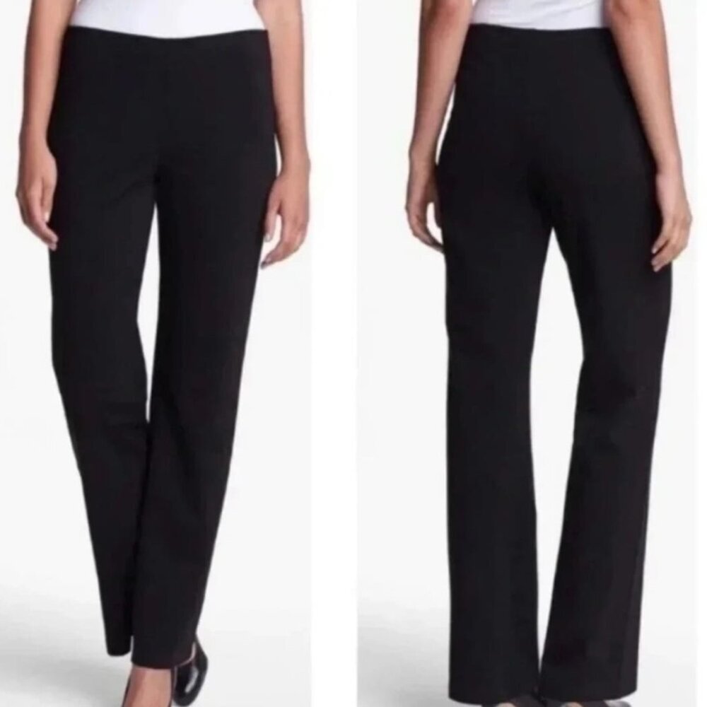 Eileen Fisher Charcoal Gray Ponte Knit Straight Leg Mid Rise Pants Size Large
